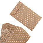 100Pcs Kraft Paper Bags, No Handles, Storage Bags, White Polka Dot Pattern, Wedding Party Birthday Gift Bag, PeachPuff, 15x8.3x0.02cm(CARB-CY0001-02)