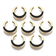 316 Surgical Stainless Steel Links Connectors, Real 14K Gold Plated, with Acrylic, Ring, Black, 11x12x3mm, Hole: 1mm(STAS-N097-023-A01)
