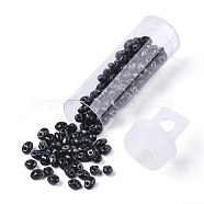 2-Hole Seed Beads, Czech Glass Beads, Opaque Baking Paint Style, Prussian Blue, 5x3.5~3.8x2.5~2.8mm, Hole: 0.9mm, about 10g/bottle(SEED-R048-23980)