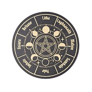 Wooden Carved Cup Mats, Heat Resistant Pot Mats, Tarot Theme Pendulum Board, for Home Kitchen, Flat Round, Star Pattern, 150x3mm(AJEW-L089-01A-10)