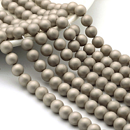 Round Shell Pearl Frosted Beads Strands, Antique White, 10mm, Hole: 1mm, about 40pcs/strands, 15.7 inch(BSHE-I002-10mm-22)