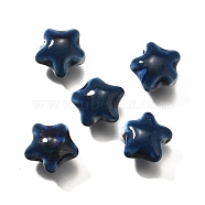 Handmade Porcelain Beads, Star, Midnight Blue, 13.5x15x7.5mm, Hole: 2mm(PORC-H013-05-15)