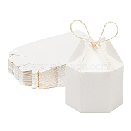 Paper Jewelry Box, with Hemp Rope, Hexagon, White, Finished Product: 7x4x9cm(CON-BC0001-21A)