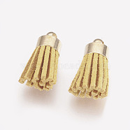 Faux Suede Tassel Pendant Decorations, with CCB Plastic
Cord Ends, Goldenrod, 17x7mm, Hole: 1.5mm(CCB-L005-C04)