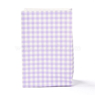 Rectangle with Tartan Pattern Paper Bags, No Handle, for Gift & Food Bags, Lavender, 23x15x0.1cm(CARB-Z001-01A)