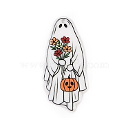 Halloween Theme Opaque Printed Acrylic Pendants, Ghost, 46x21.5x1.8mm, Hole: 2mm(X-SACR-S034-07A)