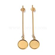 304 Stainless Steel Stud Earring Findings, Earring Settings, Flat Round, Golden, 56x14mm, Pin: 0.8mm, Tray: 12mm(STAS-P328-12G)