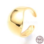 925 Sterling Silver Cuff Earrings, with S925 Stamp, Golden, 10.5x10x7mm(EJEW-H124-08G)