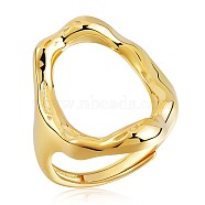 925 Sterling Silver Oval Adjustable Ring, Hollow Chunky Ring for Women, Golden, US Size 4 1/4(15mm)(JR878B)
