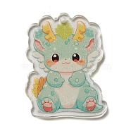 Acrylic Pendants, Cartoon Dragon, Aquamarine, 42x31x2mm, Hole: 2mm(OACR-O007-07B)