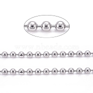 3.28 Feet 304 Stainless Steel Ball Chains, Stainless Steel Color, 2mm(X-CHS-F009-01B-P)