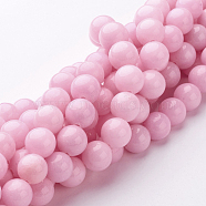 Natural Mashan Jade Round Beads Strands, Dyed, Pearl Pink, 10mm, Hole: 1mm, about 41pcs/strand, 15.7 inch(X-G-D263-10mm-XS23)