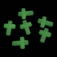 Luminous Transparent Acrylic Beads, Glow in the Dark, Cross, Mint Cream, 16x12x4.5mm, Hole: 2mm, about 1500pcs/500g(LACR-P001-02)