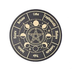 Wooden Carved Cup Mats, Heat Resistant Pot Mats, Tarot Theme Pendulum Board, for Home Kitchen, Flat Round, Star Pattern, 150x3mm(AJEW-L089-01A-10)