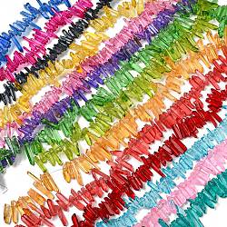 Natural Dyed Quartz Beads Strands, Chip, Mixed Color, 4~8x19~36x19~36mm, hole: 1mm, about 66~96pcs/strand, 14.76''~15.55''(37.5~39.5cm)(G-M412-02)