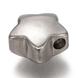 304 Stainless Steel Beads, Star, Stainless Steel Color, 11x12x6mm, Hole: 2.5mm(STAS-P261-15P)