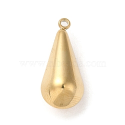 304 Stainless Steel Pendants, Teardrop Charms, Real 14K Gold Plated, 23x10x9mm, Hole: 1.6mm(STAS-L022-024G-04)