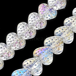 Electroplate Transparent Glass Beads Strands, AB Color Plated, Heart, Clear AB, 13x15mm, Hole: 1.2mm, about 50pcs/strand, 25.59''(65cm)(EGLA-R114-02A-AB01)