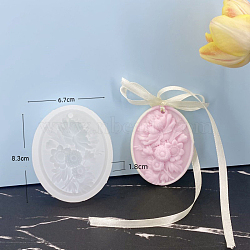 Flower Food Grade DIY Pendant Silicone Molds, Resin Casting Molds, For UV Resin, Epoxy Resin Jewelry Making, White, 83x67x18mm(PW-WG62604-01)