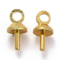 Brass Cup Peg Bails Pendants, For Half Drilled Bead, Golden, 7x4mm, Hole: 1.5mm, Pin: 1.8mm, 100pcs/bag(KK-Z018-01A-G)