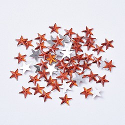 Acrylic Rhinestone Flat Back Cabochons, Back Plated, Faceted, Star, Red, 10x1.5mm(RSB385-28)
