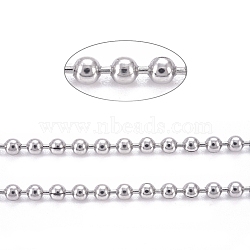 3.28 Feet 304 Stainless Steel Ball Chains, Stainless Steel Color, 2mm(X-CHS-F009-01B-P)