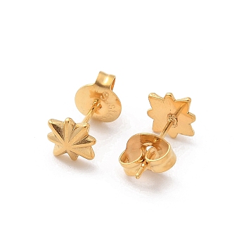 304 Stainless Steel Stud Earrings for Women, Real 18K Gold Plated, Star, 6x6mm