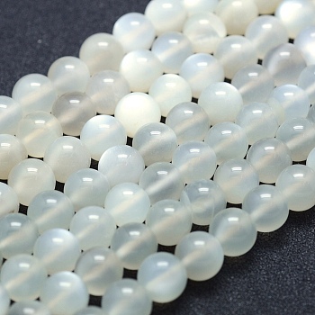 Natural White Moonstone Beads Strands, Grade A, Round, 8mm, Hole: 1mm, about 49pcs/strand, 15.5 inch(39.5cm)