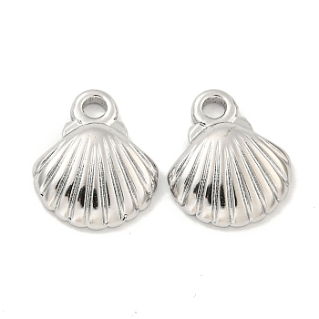 Non-Tarnish 304 Stainless Steel Charms, Shell Shape Charm, Stainless Steel Color, 13x10x3mm, Hole: 1.6mm