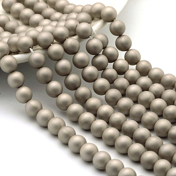 Round Shell Pearl Frosted Beads Strands, Antique White, 10mm, Hole: 1mm, about 40pcs/strands, 15.7 inch