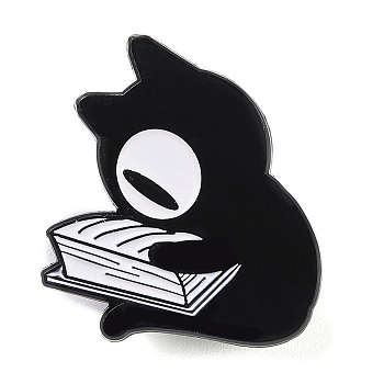 Black Aolly Brooches, Enamel Pins, Cat Shape, 30.5x28x1.5mm