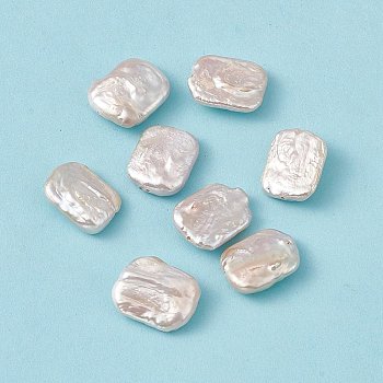 Baroque Natural Keshi Pearl Beads, Rectangle, Seashell Color, 20~21.5x15~16x5.5~8.5mm, Hole: 0.8mm