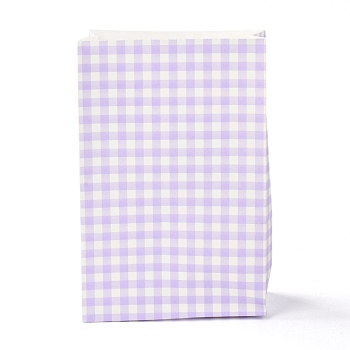Rectangle with Tartan Pattern Paper Bags, No Handle, for Gift & Food Bags, Lavender, 23x15x0.1cm