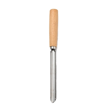 201 Stainless Steel Fruit and Vegetable Corer, with Wood Handle, Stainless Steel Color, 249x24mm
