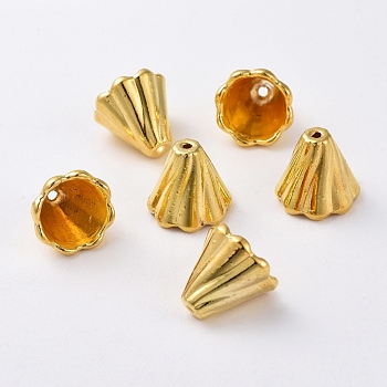 Golden Tone Tibetan Style Bead Caps, Lead Free & Cadmium Free, about 13mm long, 12mm wide, hole: 2mm