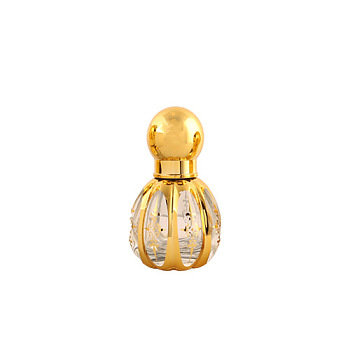 Glass Roller Ball Bottles, Arabian Style Empty Essential Oil Perfume Bottle, Refillable Bottle, Random Pattern, Pumpkin, 6.35x4cm
