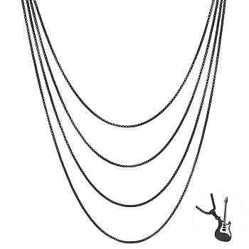 4.9~5m Spray Painted Stainless Steel Box Chains, Venetian Chains, with Spool, Unwelded, Black, 3x2.5x2mm