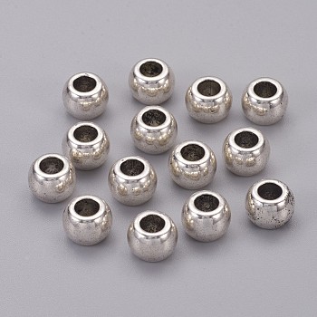 Tibetan Style Alloy European Beads, Large Hole Beads, Cadmium Free & Nickel Free & Lead Free, Rondelle, Antique Silver, 10x7mm, Hole: 4.5mm