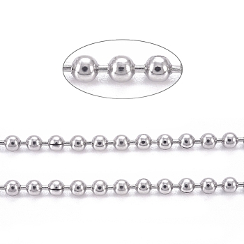 3.28 Feet 304 Stainless Steel Ball Chains, Stainless Steel Color, 2mm