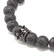 Bracelet extensible perlé rond en pierre de lave naturelle avec couronne de zircone cubique transparente(BJEW-JB07797-03)-4