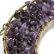 Wire Wrapped Natural Amethyst Chip Moon Pendant Decoration(HJEW-C006-03A)-2