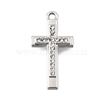 UV Plating Alloy Crystal Rhinestone Pendants, Cross Charms, Platinum, 26x13x3mm, Hole: 1.8mm(RB-CBAD37D-26P)