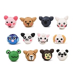 Handmade Polymer Clay Beads, Animal, Mixed Color, 17~21.5x16~17mm, Hole: 3mm(PR-CBA40AD-09)