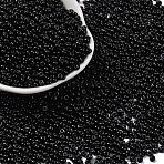 8/0 Baking Paint Glass Seed Beads, Round Hole, Teardrop, Black, 3x2mm, Hole: 1mm, about 18750pcs/pound(SEED-M012-02A-55)