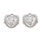 304 Stainless Steel Charms, Heart with Sunburst Shape Charms, Stainless Steel Color, 14.5x14.5x2.5mm, Hole: 1.8mm(STAS-L317-37P)