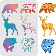 Large Plastic Reusable Drawing Painting Stencils Templates, for Painting on Scrapbook Fabric Tiles Floor Furniture Wood, Rectangle, Animal Pattern, 297x210mm(DIY-WH0202-135)