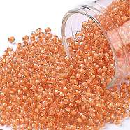 TOHO Round Seed Beads, Japanese Seed Beads, (963) Inside Color Crystal/Apricot Lined, 11/0, 2.2mm, Hole: 0.8mm, about 5555pcs/50g(SEED-XTR11-0963)