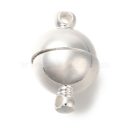 Brass Magnetic Clasps, Round, 925 Sterling Silver Plated, 16x10mm, Hole: 1.6mm(KK-K388-58S-B)