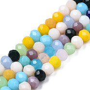 Glass Beads Strands, Faceted, Abacus, Mixed Color, 4x3~4mm, Hole: 0.7~1mm, about 124~126pcs/strand, 17.01 inch~17.36 inch(43.2cm~44.1cm)(GLAA-S019-02A)