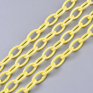 Acrylic Opaque Cable Chains, AB Color, Horse Eye, Yellow, 13x8x2mm, 18.5 inch~19.29 inch(47~49cm)/strand(X-PACR-N009-001K)